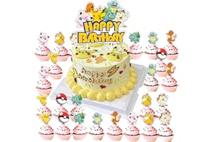 LGUZAKO 25pcs Cake Decorations, 1 Large Happy Birthday Topper Toppers Happy Birthday for Kids