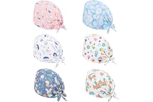 MOXIEWELL 6 Pièces Casquettes Bouffantes, Bonnet Gommage Bouffant, Calot Chirurgien Femme Chapeaux de Travail, Bonnet à Récurer Réglable avec Bandeau de Sueur, Chapeaux de Travail pour Femmes Hommes