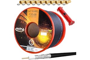 HB-DIGITAL HB Digital Koncentryczny, biały kabel antenowy UHD 4K, 135 dB, kabel z czystej miedzi, w zestawie ściągacz izolacji i 10 x wtyk typu F (pozłacany) 25m + Abisolierer HB-135DB-25M-KU-WEISS-A-PLUS