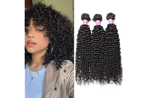 RICHAIR Human Hiar Bundles, Curly Wave 3 Bundles, 28 Inches (71.12 cm), Human Hair Brazilian Curly Hair Bundles, Kinky Curly Human Hair, Brazilian Virgin Human Hair, 50g/Bundle (Total 150g)