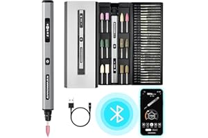 ARROWMAX Mini stylo de gravure électrique, moteur HollowCup, 42 bits avec boîtier en aluminium, OLED, charge magnétique, mini outil rotatif, stylo de gravure pour métal, bois, verre (SGS MAX)