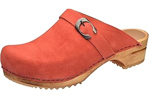 Sanita Hedi | Sabots Ouverts | Produit Original Fabriqué à la Main pour Femme | Sabots en Cuir avec Semelle en Bois | Semelle Durable
