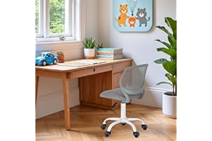 FurnitureR Kinderstuhl höhenverstellbar für Schreibtisch, ergonomischer bunter Jugendstuhl mit Rückenlehne & Armlehnen, Drehstuhl mit 5 Rollen, für Kinder 3–10 Jahre, bis 100 kg belastbar