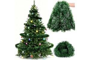 RURYXEL 2 Piezas 5.5M Guirnalda de Navidad, 11M Guirnalda de Abeto Artificial, Guirnaldas Navidad Exterior, Guirnalda de Pino Verde Artificial, decoración navideña para Puerta, Escalera, Chimeneas