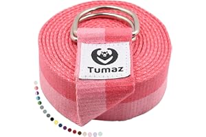 ‎TUMAZ Tumaz Yoga Gurt/Yoga Strap/Yoga Band [15+ Farben, 180/240/304 cm] Baumwolle mit Extra Sicherer, Einstellbarer D-Ring-Schnalle, Langlebiger und Bequemer, Zarter Textur – Perfekt für Dehnen und Fitness