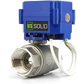 U.S. Solid 1" Motorized Valve 9-24V AC/DC 2 Way Stainless Steel Electric Ball Valve, 2 Cables, Automatic Return, Normally Ope
