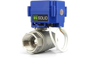 U.S. Solid 1" Válvula Motorizada 9-24V AC/DC 2 Vias acero inoxidable Válvula de bola electrica, 2 Cables, Regreso Automatico, Normalmente Abierta, puerto estándar