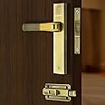 Plantex Heavy Duty Door Lock – Bathroom Door Lock/Mortise 8inch Keyless Plate Handle Set for Home/Bathroom/Store Room/Balcony/Office with Baby Latch (8114, Brass Antique & PVD Gold)
