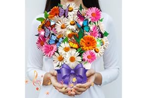 APOTODITO Butterfly Card, 3D Pop-Up Karte mit Musik und Licht, 3D Pop-Up Blumenstrauß, Geburtstagskarte, Jubiläumskarte, Muttertagskarte für Frauen, Mütter und Ehefrauen