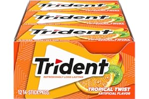 Trident Tropical Twist Sugar Free Chewing Gum with Xylitol 14 Sticks 39 g