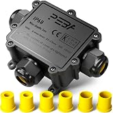 PEBA IP68 Waterproof Junction Boxes, 3 Way Splice Boxes Cable Connector, Garden Indoor Outdoor Underground Boxes Connections,