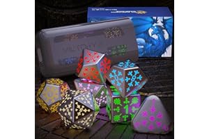 LIFBETTER DND Dice,Polyhedral Dice Set Table Games Dice,7PCS Shine Light up DND Dice Set with Rechargable Box Gifts Dice for D&D/Sci-Fi/Yu-Gi-Oh Role Playing RPG Game,for Ice Sealing Series snowflakes