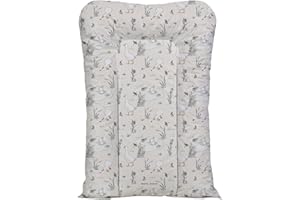Nest Changing Mat by Mama Shack - Baby Changing Mat with Raised Sides - Waterproof - Fits Most Baby Changing Tables - 67 x 46 cm (Goose & The Ladybird)
