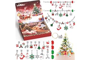 UNEEDME Calendario dell'Avvento per bambine 2025 Bambini: Kit per creare braccialetti Calendario dell'Avvento 2025 Donne Con un albero di Natale fai da te Regali di Natale per bambini Calendari