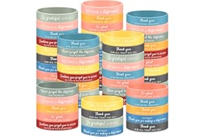 AUGENSTERN 60 Pcs Thank You Gifts Inspirational Rubber Wristbands Motivational Quote Silicone Bracelets Employee Appreciation Gift Thank You Bracelets Bulk for School Office Prizes Back to School Party Favor