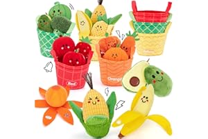 hahaland Baby Sensory Toys 6-9-12 Months – 16PCS Fabric Plush Play Food, Soft Rattle Fruits & Velcro Vegetables for Sorting, Crinkle & Textured Sensory Infant Montessori Toy for Color & Shape Learning