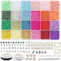 24.000 Perline Di Vetro Da 2 Mm Colorate + Kit Accessori Per Creare Gioielli Fai Da Te