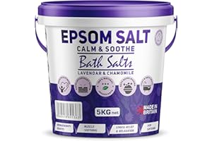 PURE SOURCE NUTRITION Scented Epsom Bath Salts 5kg Infused with Lavender Chamomile Essential Oil, 100% Natural Mineral Salts - Supports Sleep and Relieves Aching Muscles Magnesium Sulphate Foot Soak Bath Epsom Salts