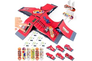 KETIEE 6 Piezas Finger Skate Park Kit Juego de minimonopatín de Dedo con rampa y Otros Accesorios Diapasón de rampa Parque Juguete para Niños (6 IN 1)