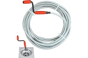 JAADU Furet Deboucheur Canalisation, Furet Deboucheur Canalisation avec Manivelle 5 m × 6 mm, Deboucheur Evier, Deboucheur Toilette Convient aux éviers de Cuisine et Aux Tuyaux de Salle de Bain