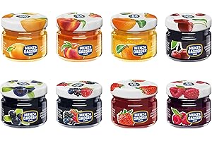 MENZ & GASSER 1935 Menz & Gasser - Confitures Assorties en 8 Saveurs, 40 Bocaux en Verre à Portion Individuelle de 28 Grammes Chacun. Produit Typique Italien