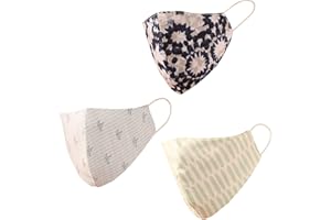 Touchstone Floral design Small Size Face Masks Reusable Machine Washable Handcrafted Cotton Double Layer for women. (Pack of 3). Blue Green White Grey