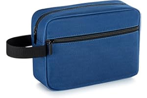 Elviros Travel Neceser de Viaje para Hombre, Impermeable, portátil, con Compartimento para Afeitado y asa, Organizador de cosméticos para Gimnasio, Ducha y baño, Azul Marino