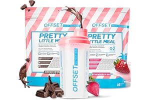 ‎OFFSET NUTRITION OFFSET Nutrition Abnehm Shake Strawberry & Choco [nur 208 KCAL pro Shake] mit Shaker - 28 Portionen | Mahlzeitersatz | Diät mit 24 Vitaminen & Mineralien | Glutenfreie Trinkmahlzeit