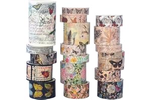 KAVI' S 18 rouleaux Papillon Washi Tape Ruban Adhésif Papier Décoratif Masking Tape pour Scrapbooking Artisanat de Bricolage