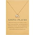 Zealmer Dainty 18K Gold Plated Compass World Map Pendant Necklace Graduation Gift for Friends