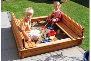 Promadino Sandkasten Donald 140x140 m. klappbarer Abdeck.