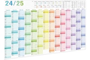 ARTFAN Calendrier mural 2024-2025 - Format XXL (97 x 70 cm) - Format poster - Format paysage - Plié - Calendrier mural 2024-2025 - Calendrier annuel - 1 pièce