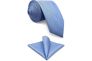 S&W SHLAX&WING Shlax&Wing Baby Blue Solid Color Mens Necktie Tie Set Business Wedding