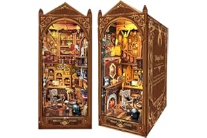LUUWIK Magic Store Buchecken-Bausatz Book Nook DIY Miniatur-Puppenhaus-Bücherregaleinsatz mit LED-Licht, Kreatives Bastelmodell für Erwachsene und Jugendliche
