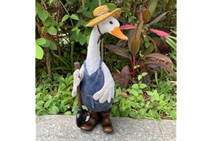 OGOWAWER Resin Duck Ornaments, Garden Statue Gardener Couple Duck, Ornament Garden Supplies, for Landscape Yard Lawn Decoration Gifts Duck Family Statues Crafts