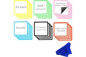 NAVY PENGUIN Pense Bête Magnétique Frigo - Lot de 24-10x10cm Petit Memo Tableau Blanc Effaçable à Sec - Étiquette Aimanté pour Planning Cuisine et Bloc Notes de Bureau