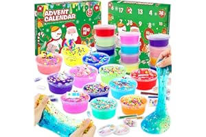 Yeegnar Slime Advent Calendar 2024, 24 Days Surprise Christmas Countdown Calendar, Slime Toys Advent Calendar for Holiday Season, DIY Slime Gift for Kids Age 3+