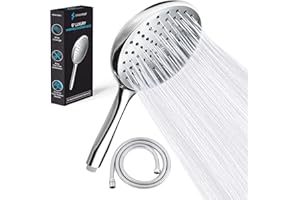 SparkPod High Pressure Handheld Shower Head with Hose- Huge 6-Inch Face- Rain Shower with Extra Long 6 ft. Hose - Luxury Design - No Hassle Tool-Less 1-Min Installation (Chrome)