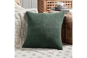 FDTERN 1 Stück Dunkelgrün Kissenbezug 65x65 cm Weich Kordsamt Kissenbezüge Kissenhülle Sofakissen Dekokissen Boho Deko für Sofa Schlafzimmer Wohnzimmer (Ohne Kissenfüllung)