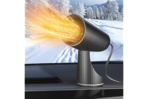 Wikay Réchauffeur de Voiture Chauffage Rapide 12V 2 en 1 avec Fonction de Chauffage et de climatisation, désembuage du dégivreur Branchez l'allume-Cigare Base rotative à 360 degrés
