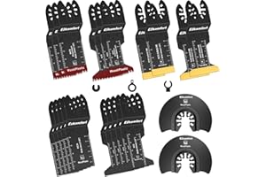 Ezkamfort 25 tlg Multitool Sägeblätter, Mehrfachwerkzeug Zubehör Set für Holz Kunststoff Metall, Oszillierendes Sägeblatt Set Kompatibel mit Einhell DTM51Z Dremel Parkside Bosch und mehr