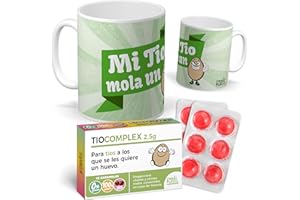 MUNDOHUEVO Pack Tío| Taza Tio Mola un Huevo + Caramelos TIOCOMPLEX | Regalo Original y Divertido para Tíos | Detalle Especial para Cumpleaños, Día de la Familia y Navidad
