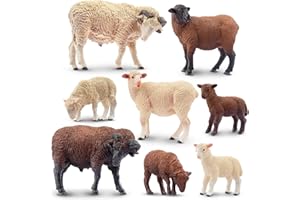 toymany 8 pièces Figurines de Mouton mérinos Figurines d'animaux de Ferme pour Figurines d'animaux de forêt en Plastique pour Enfants garçons Filles