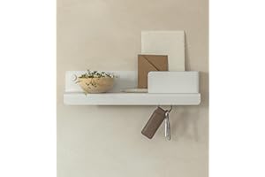 Kazai. Portachiavi da parete 'Holmsen' | Design minimalista porta chiavi da muro per casa ispirato Berlino | Appendi chiavi con mensola metallo | Appendichiavi ingresso, arredo da corridoio | Bianco