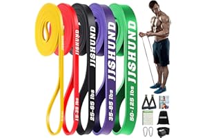 JJSHUND Resistance Bands Set, 5 Levels Exercise Bands Pull Up Bands for Men Women, Pull Up Assistance Bands for Strength Training, Pilates, Yoga, Muscle Toning, Body Stretching