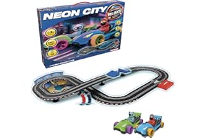 Ninco - Circuito de Slot | Velokú Racers City, Circuito de Coches Infantil con 380 cm de Recorrido, Divertidos vehículos con Luces y 2 Personajes, Diseñado para niños a Partir de 3 años (91021)
