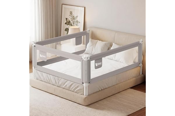 Barrière de Lit Enfants Bébés Protection Bord de Lit pour Sécurité des Enfants Bébés Portable Bedrail Safetyguard (Gris, 190CM)