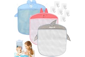 YISKY Bolsa Organizadora de Juguetes de Baño, 3 Piezas bolsa juguetes bañera, Bolsa Malla Almacenamiento Baño, Poliéster Organizador de Juguetes Baño, con 6 Ventosas, Organizador de Juguete de Baño