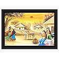 Poylaamo, Hand Painted Scenery Wall Painting/Nature Wall Art/Village Wall Painting for Living Room, Home Decor, Bedroom, Office. (Scenery 8, Medium)