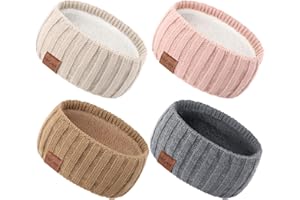 DRESHOW Diadema de Punto Cálido para Mujer Calentador de Orejas de Invierno Diademas de Ganchillo Bandas Gruesas para el Pelo de Lana